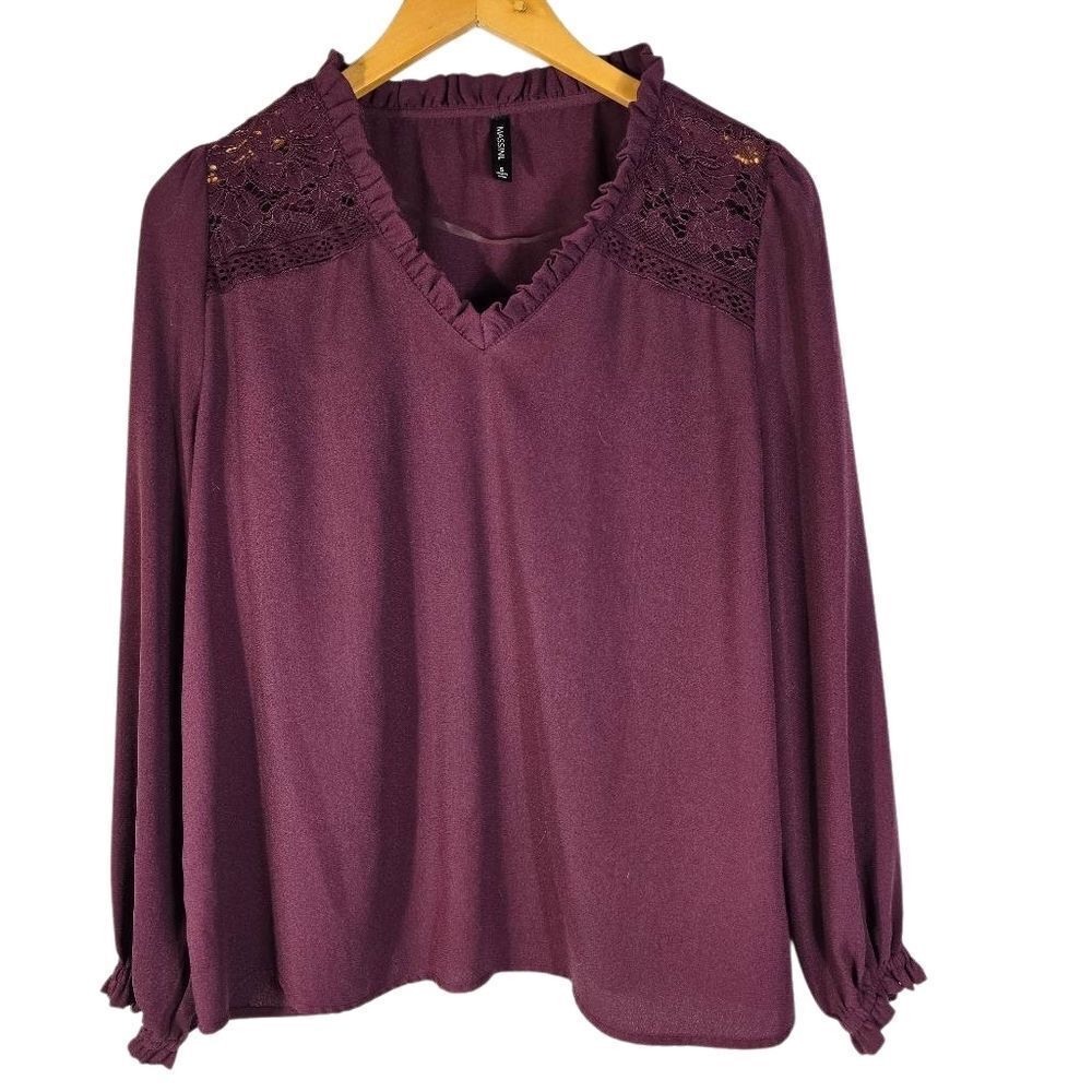 Massini Plum Lace Detail Blouse